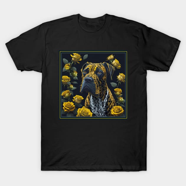 Dogo Canario yellow roses 2 T-Shirt by xlhombat